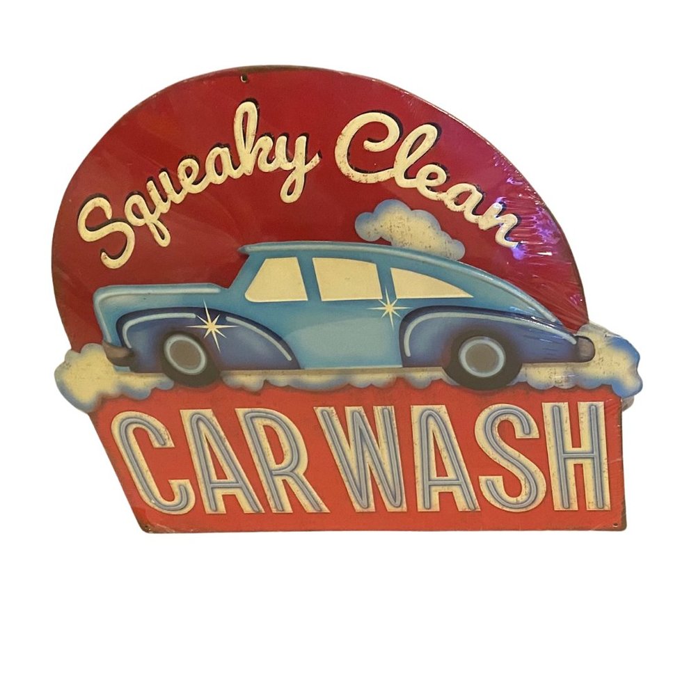 Squeaky Clean Car Wash Metal Sign